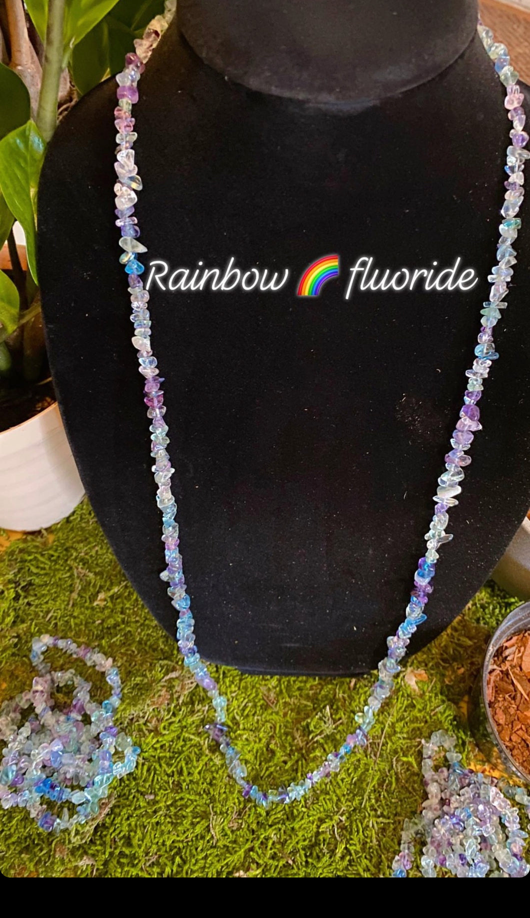 Rainbow Fluoride Crystal Chip Necklace